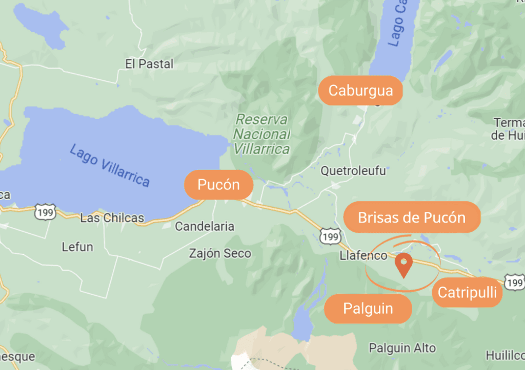 Mapa de ubicación de Brisas de Pucón
